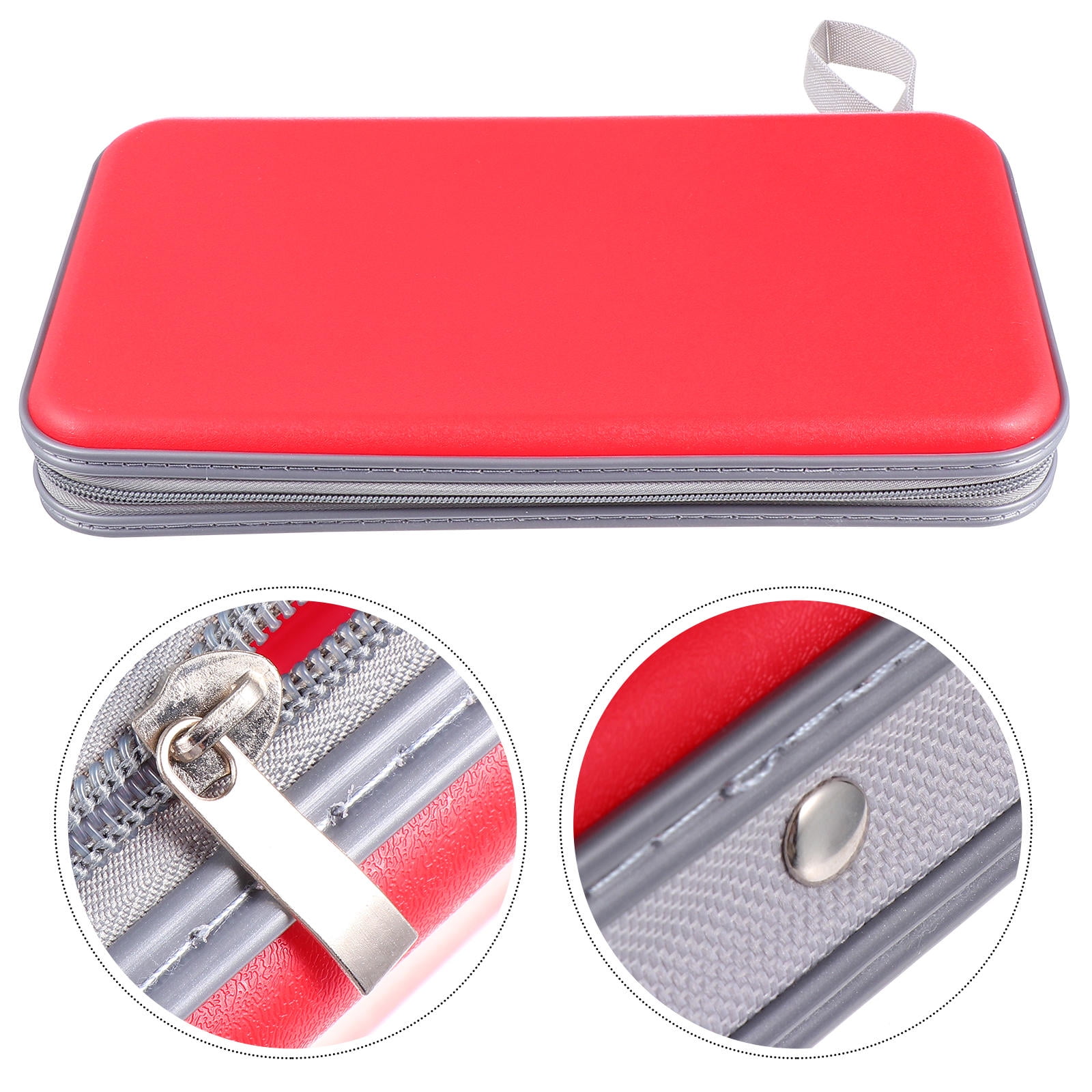Luxshiny Red Plastic DVD and CD Storage Wallet with Hanging Rope, Portable Disc Organizer Case for Easy Carry