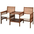 thumbnail image 6 of Aimee Lii 3 Pieces Patio Furniture Set, Outdoor Patio Table Chairs Set Acacia Wood Loveseat, White, 6 of 9
