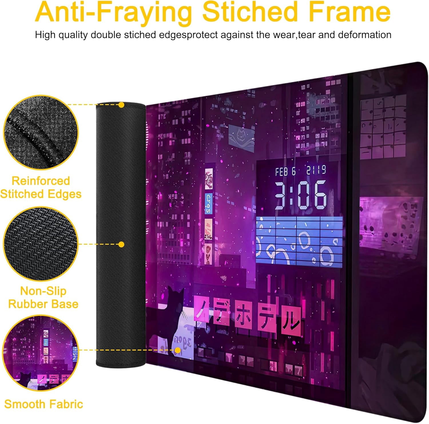 Desk Pad Anime Street Desk Mat for Keyboard and Mouse, Large XXL Gaming Mouse Pad with Stitched Edges for Work Game Office, 35.43 x 15.75 in
