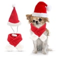 thumbnail image 2 of Pet Dog Christmas Scarf Hat Set Soft Comfortable Winter Neck Warmer Scarf Christmas Party Dress Up Clothes, 2 of 9