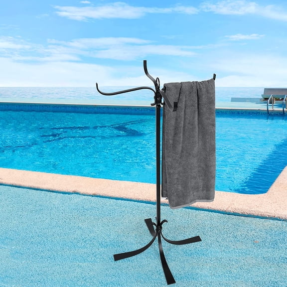 YANGLI 3.6 Foot Outdoor Pool Towel Rack, 4 Bars Heavy Duty Metal, Never Tilt Design for Hot Tub & Spa
