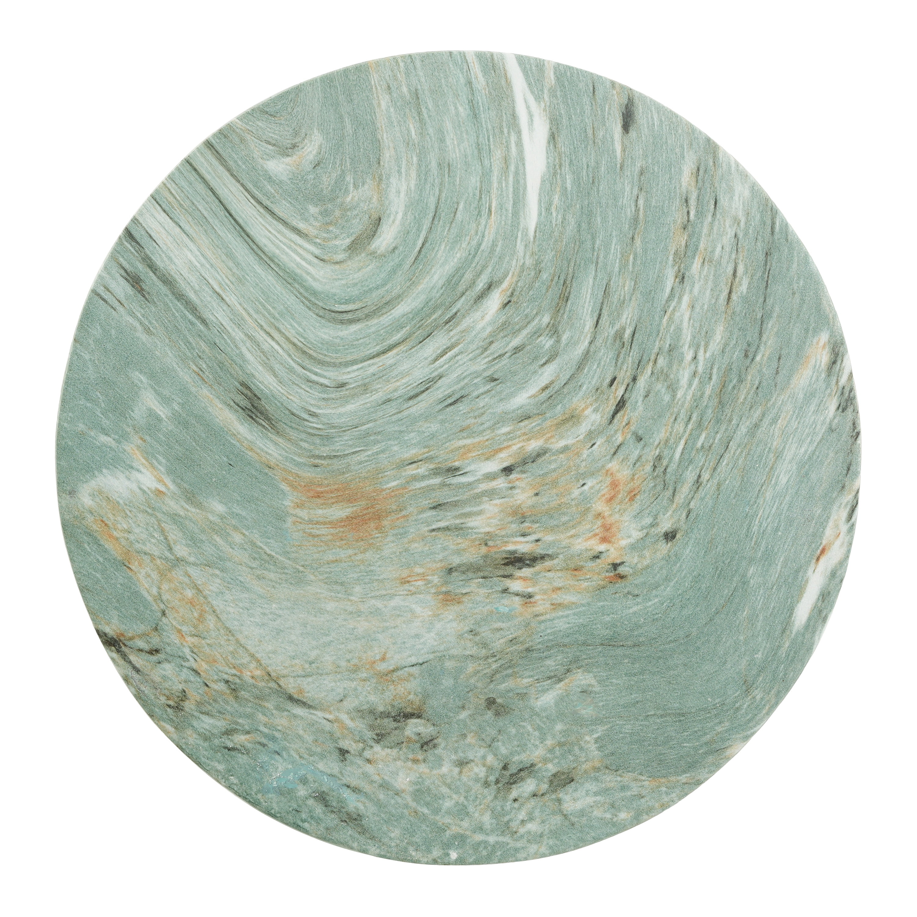 Round MGO Side Table 14.96 Inch, Faux Marble Outdoor Garden Stool and Indoor End Table, No Assembly Required, Green Marble