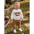 thumbnail image 5 of Loicainy Baby Toddler Boy Football Outfits 3 6 12 18 24 Months 2T 3T Letter Embroidered Long Sleeve Sweatshirt and Jogger Pants 2 Piece Clohtes Set for Winter Fall, 5 of 9