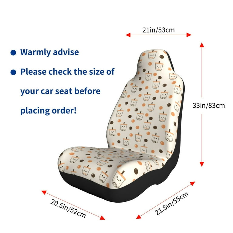 Uemuo Boba Milk Tea Pattern Car Seat Covers for Front Seats Waterproof Seat Covers for Cars Universal Auto Front Seats Protector Fits for Car 2 PCS