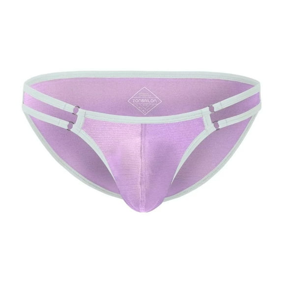 TANBOM Men's Comfortable Triangle Thong Nylon Underwear Purple M 1-Pack
