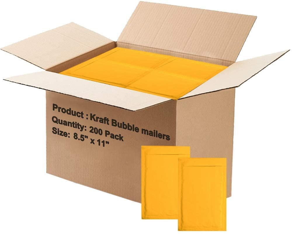 Pack of 200 Kraft Bubble mailers 8.5 x 11 Padded envelopes 8 1/2 x 11