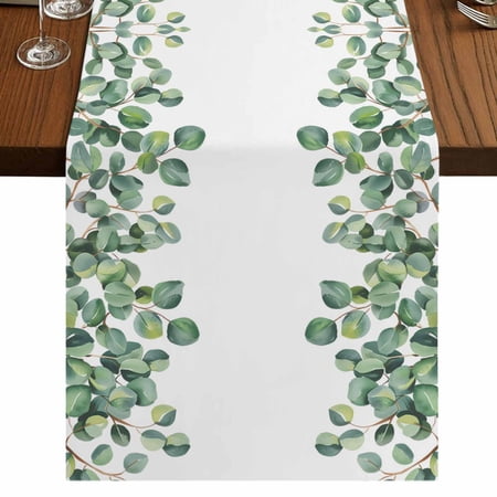 Table Runners 60 Inches Long Dress Scarves Green Eucalyptus Leaves Farmhouse Kitchen Table Runner Small Coffee Tablerunners Watercolor Farmhouse Country Plant 13x60 Inch