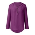 thumbnail image 3 of WTXUE Blouses for Women Button Women LadiesLoose Shirt Chiffon Zipper s Plus Size Tops Long Sleeve Plus Size Tops for Women, Purple 4X-Large, 3 of 8