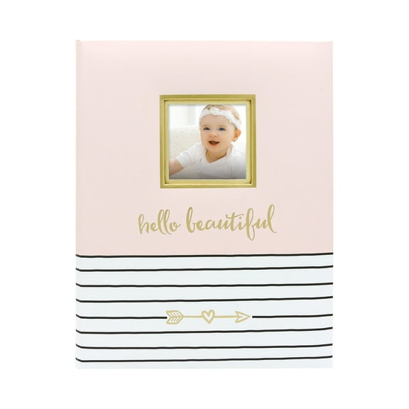 Pearhead Hello Beautiful First 5 Years Baby Memory Book with Photo Insert, Baby Shower Gift Pink