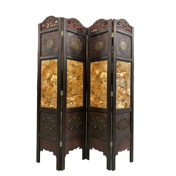 Vintage Oriental Style 4 Panels Screen Room Divider