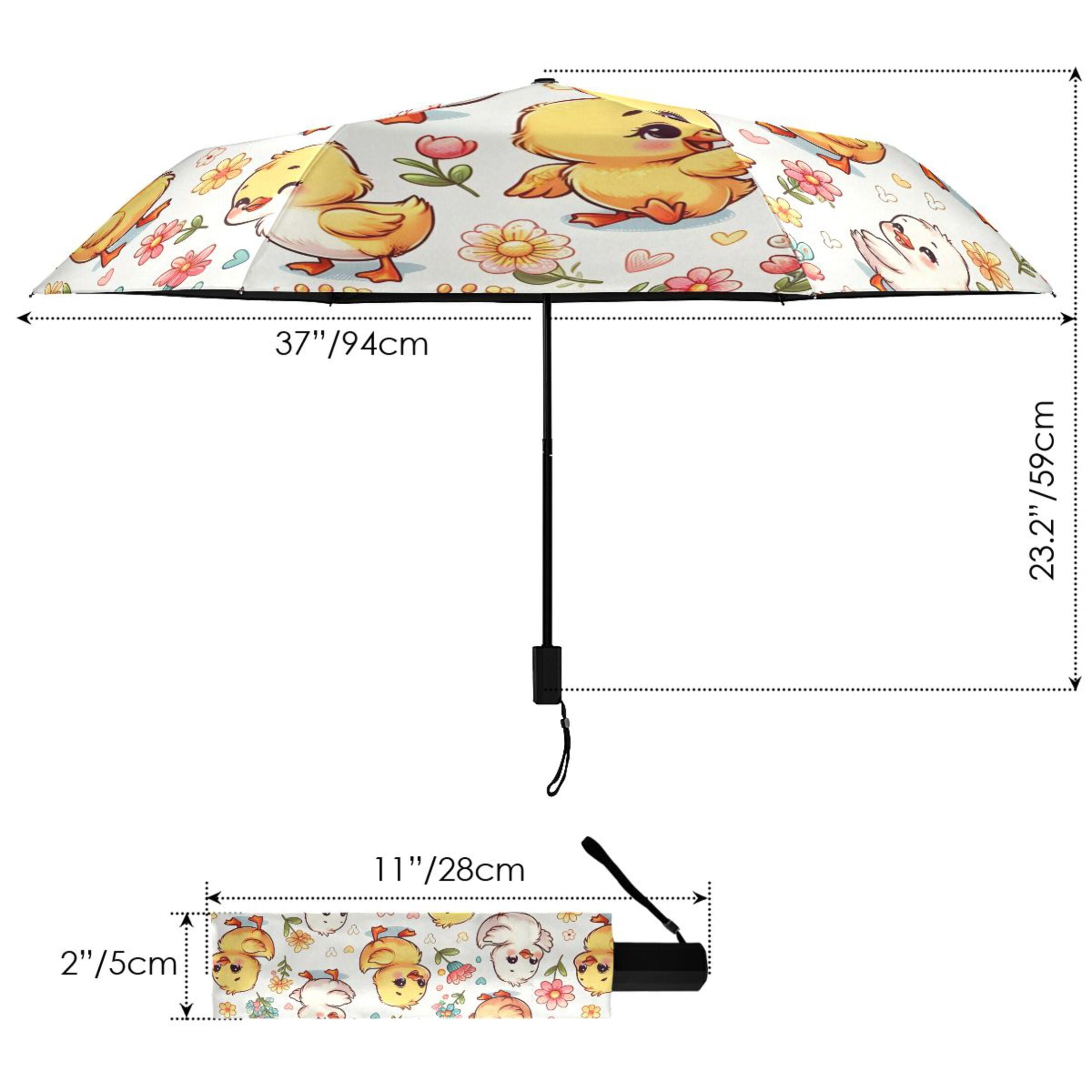 Little Cute Duck Compact Sun Umbrella Windproof Travel Umbrellas for Rain Strong Portable UV Protection