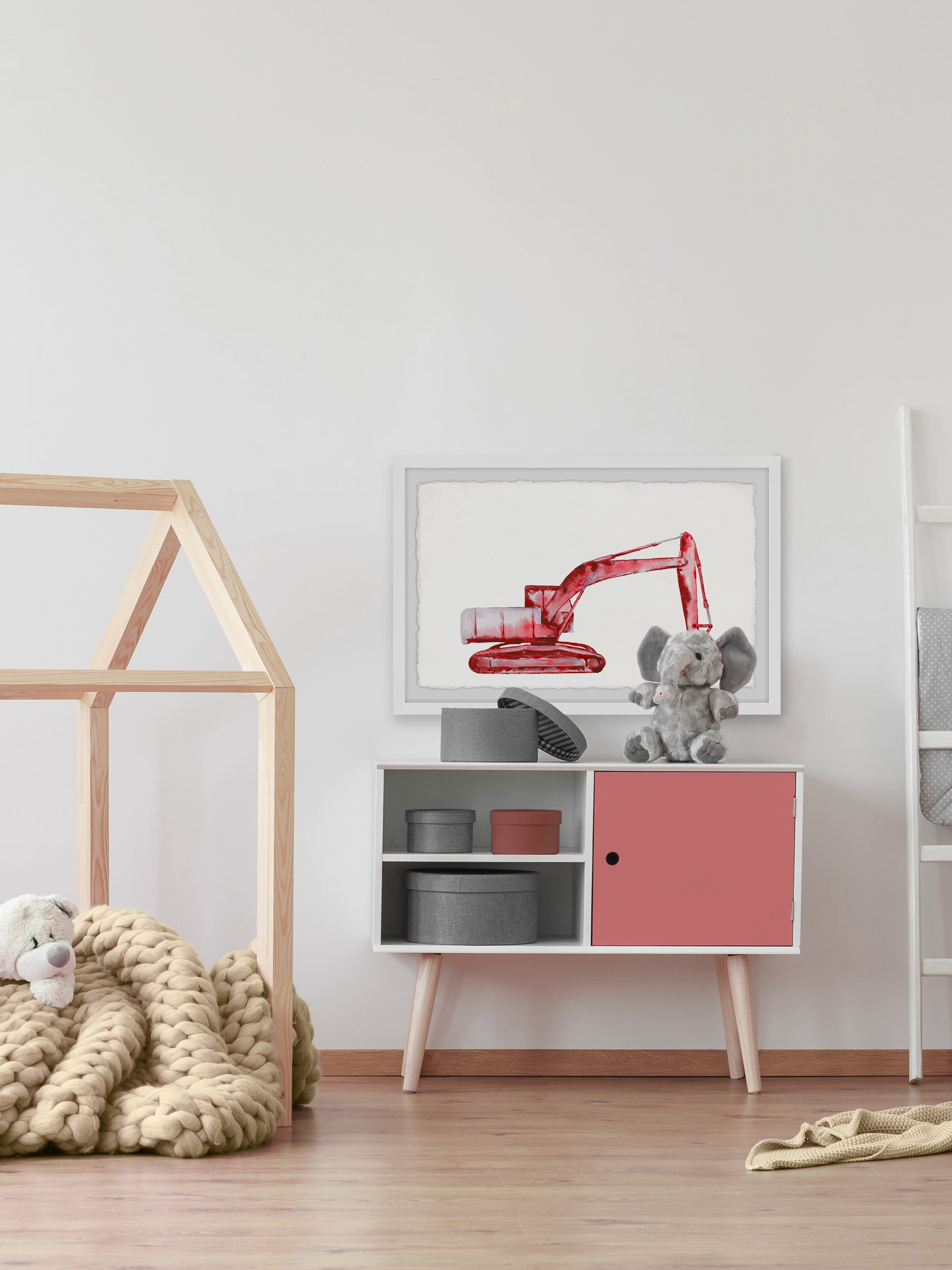 Marmont Hill Red Excavator Framed Wall Art