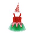 thumbnail image 2 of iiniim Kids Girls Christmas Costume Sequins Dance Ballet Leotard Tutu Dress Xmas Santa Elf Cosplay with Hat Size 6-16 Red 16, 2 of 7
