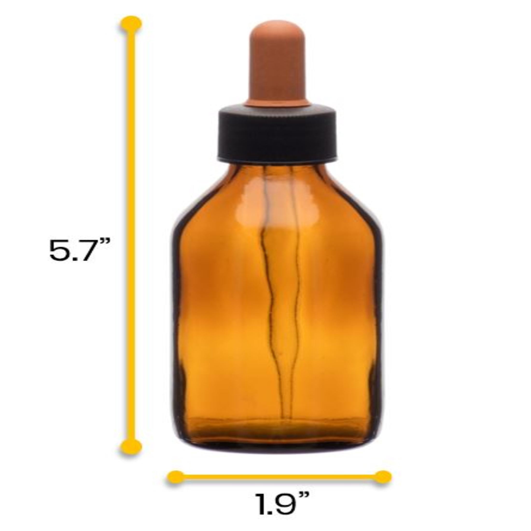 6PK Dropping Bottles, 100ml (3.3oz) - Amber Soda Glass - Screw Cap with Glass Dropper & Rubber Bulb - Eisco Labs