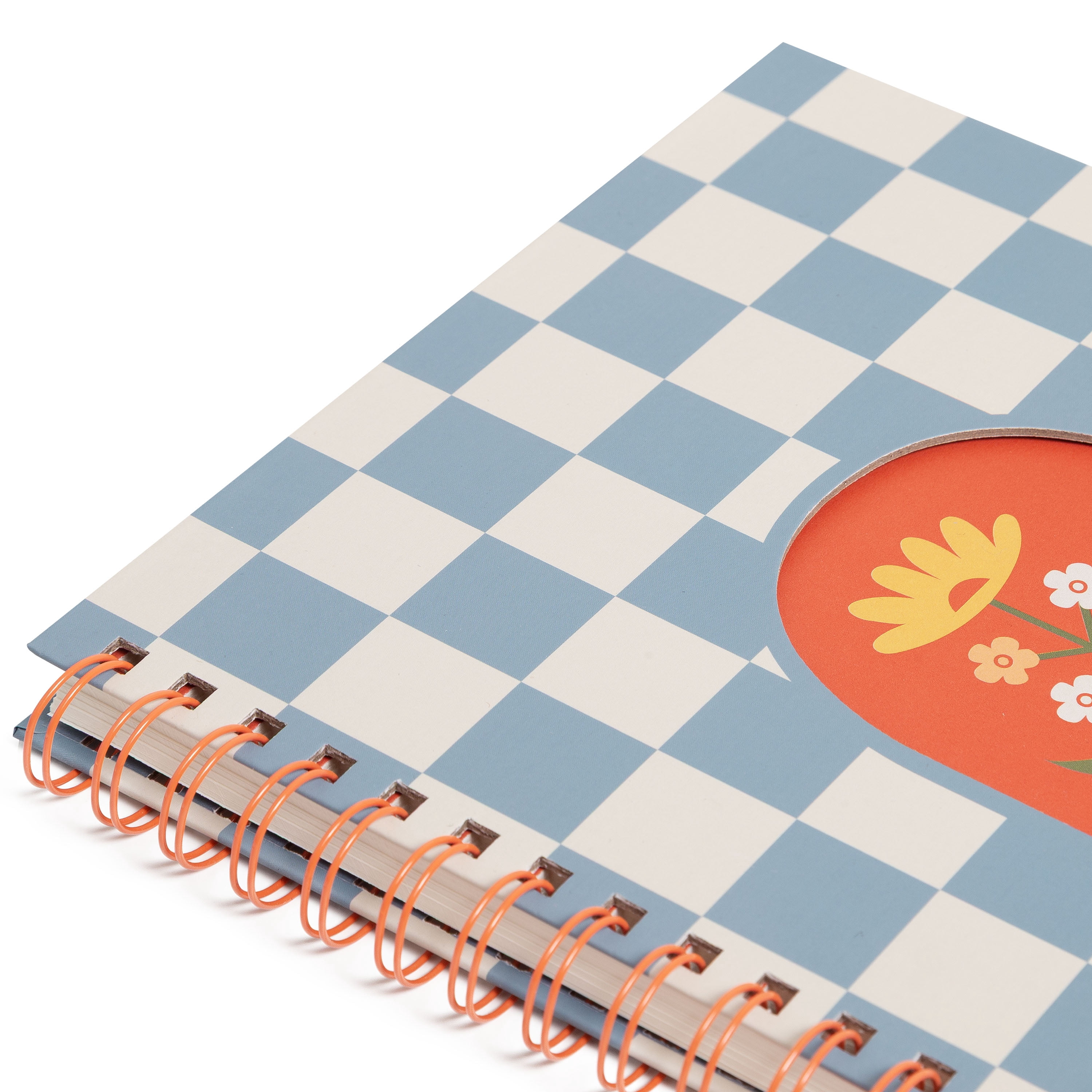 Pearhead Flower Checkered Spiral Notebook, College Ruled, 8 x 10.5