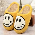 thumbnail image 3 of Pantuflas de cara sonriente retro Fuzzy Fluffy Cute House Home Shoes Memory Foam Soft Plush Warm Indoor Slides Winter Fur Zuecos para mujeres y hombres (Amarillo, 37/38) oso de fresa  necesidades diarias, 3 of 5