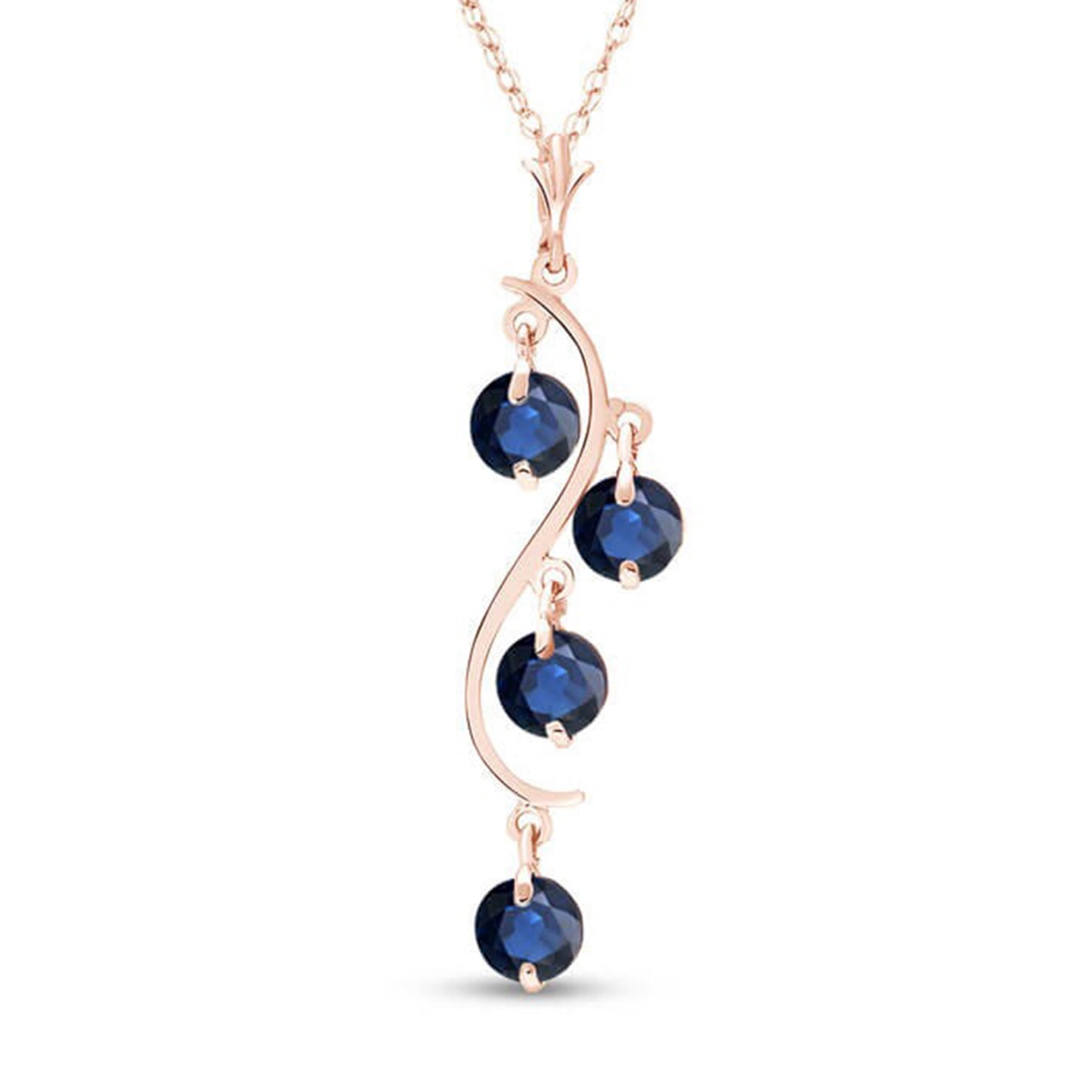 Galaxy Gold 14K Solid Gold Natural Sapphire Pendant Necklace for Women - Rose Gold Fine Jewelry