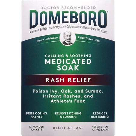 4 Pack - Domeboro Soothing Soak Rash Relief Astringent, one box of 12 packets Each