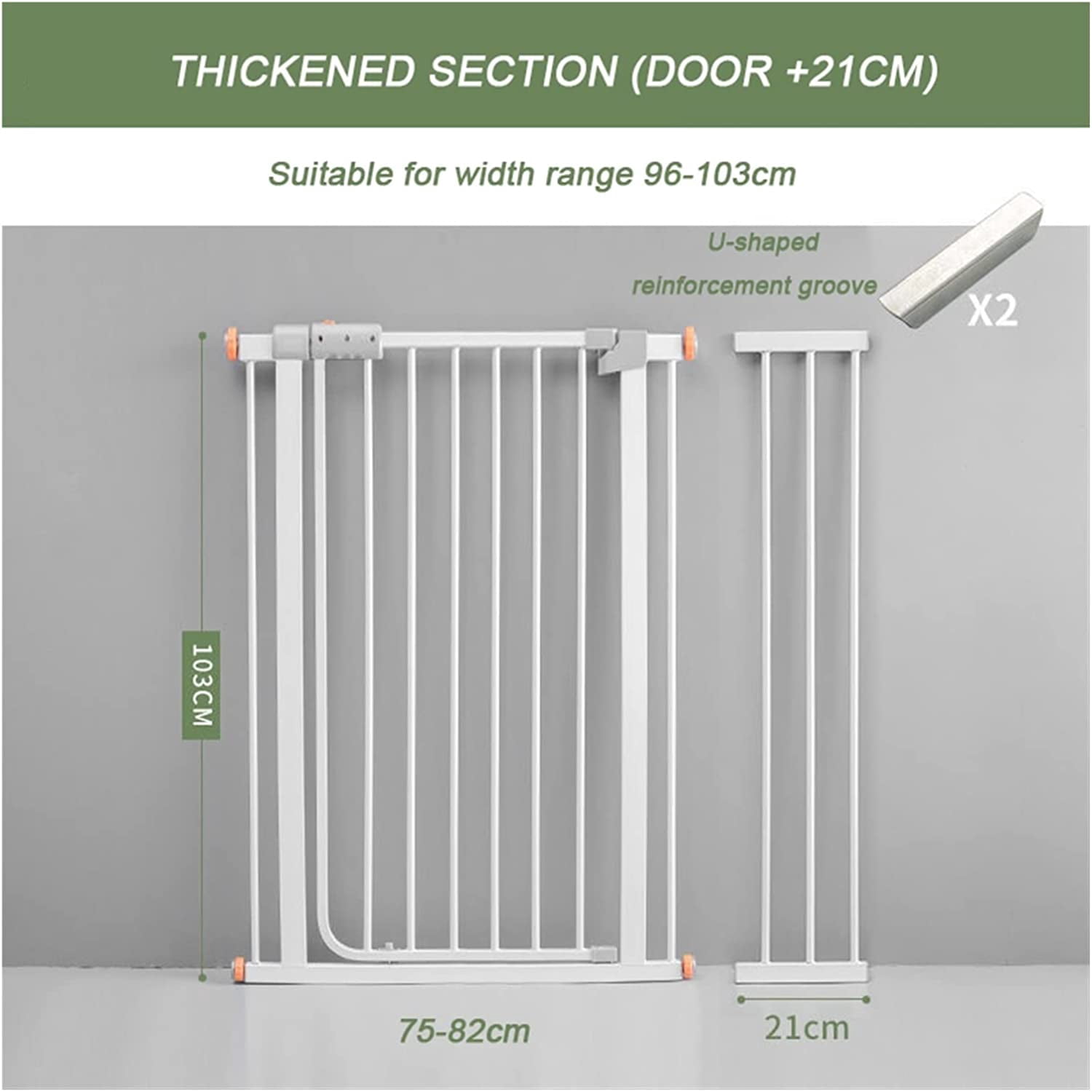 Gamvdout Pet Safety Gate, Extra Tall 103Cm Safety Gate Fence, Dog Gate Fence, for Stairs Doorways Hallways/White/110-117Cm