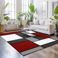 thumbnail image 3 of Area Rugs 5'x7', Modern Geometric Red Black Carpet Runner Indoor Outdoor Rugs Home Decor Aesthetic, Abstract Minimalist Color Blocks Non Slip Mats Washable Accent Rug for Living Room Bedroom, 3 of 8