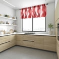 thumbnail image 4 of Red Striped Valance Curtains for Kitchen/Living Room/Bathroom/Bedroom Window, Rod Pocket Small Topper Half Short Window Curtains Voile Sheer Scarf, Modern Gradient Geometric Ripple Stripes 42"x12", 4 of 8