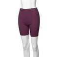 thumbnail image 5 of A2Y Women's Basic Solid Premium Cotton Mid Thigh High Rise Biker Bermuda Shorts Plum S, 5 of 5