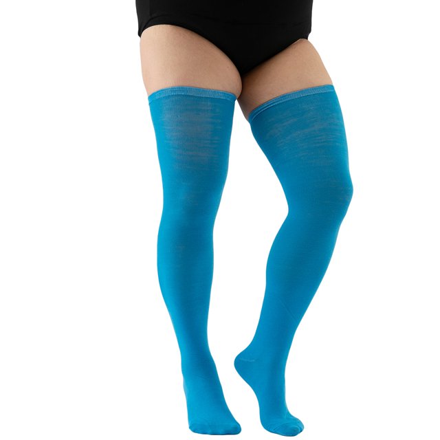 Oversized Striped Over Knee Socks Plus Size Thigh High Socks XXXXL Light blue Plus size
