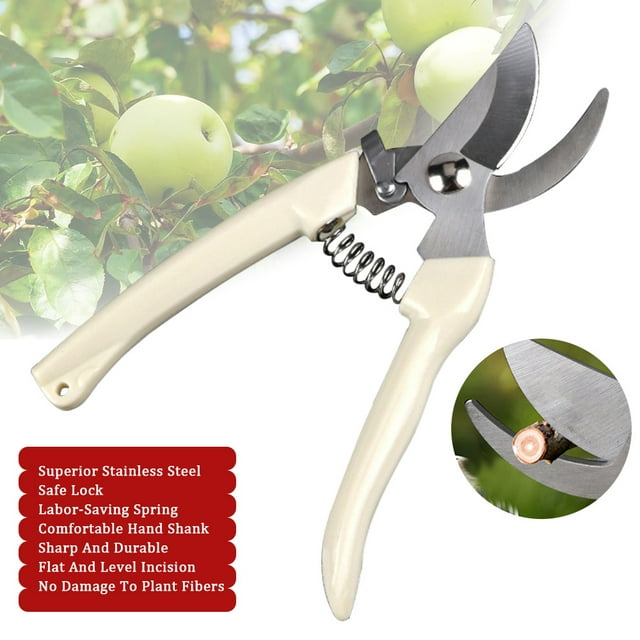Amdohai Portable Multi-Function Stainless Steel Pruning Shears Multipurpose White Hand Shank Orchard Shears