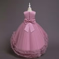 thumbnail image 5 of Zpanxa Toddler Girls Princess Dress, Little Girls Party Wedding Dress, Flower Tail Dress Net Gauze Dress, Kids Pageant Flower Girl Sleeveless Dress Bean Paste Pink (5-6 Years), 5 of 5