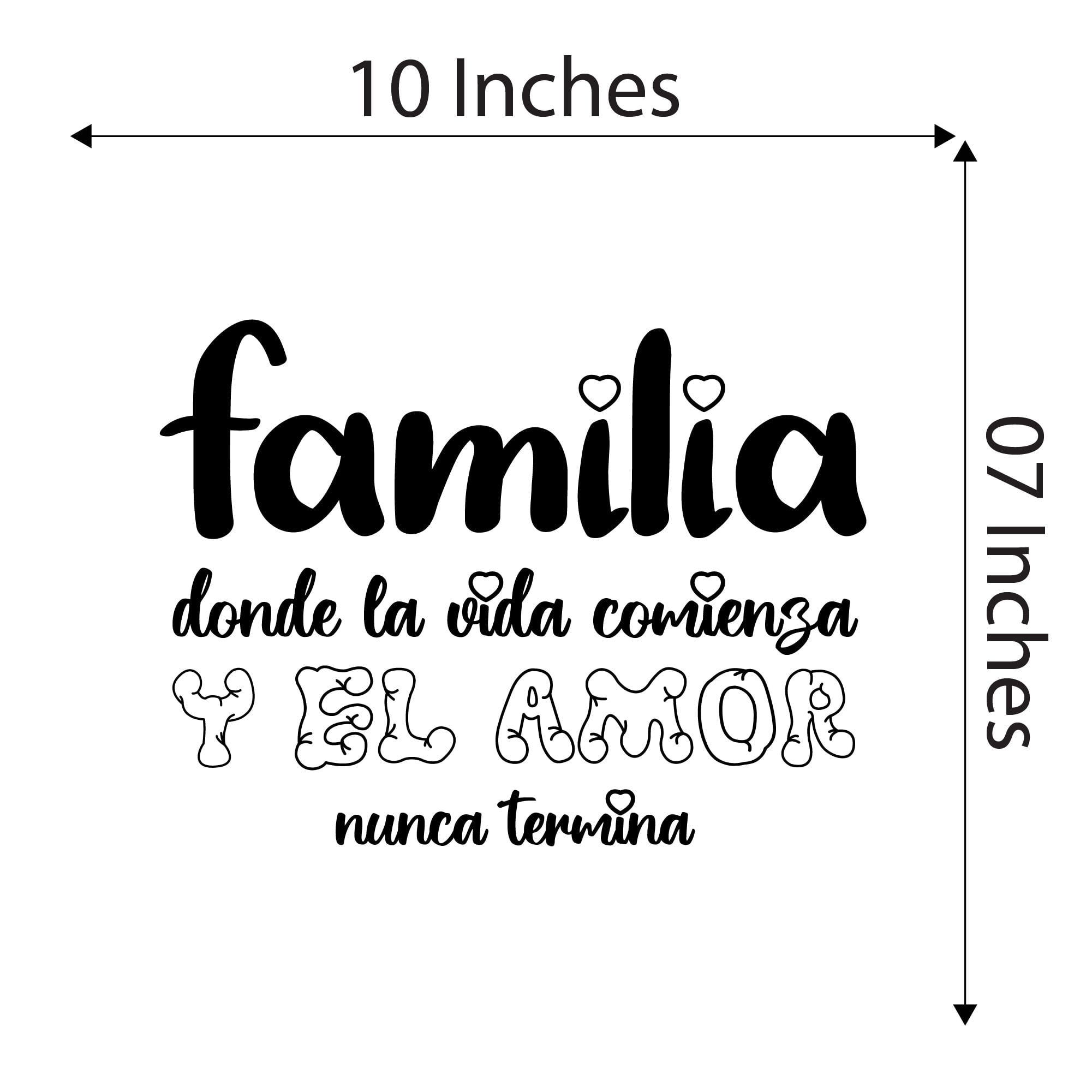 Spanish Wall Decals for Family Living Room - Familia donde la vida comienza  y el amor nunca termina Family Love Never Ends Quote in Spanish Home Wall  Sticker - Size: 40 In