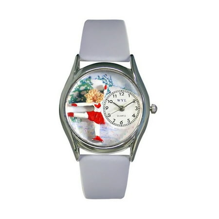 Whimsical Ice Skating Red Leather And Silvertone Watch