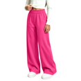 thumbnail image 6 of NAISIBABY Girls Sweatpants, with Pockets Wide Leg Dstring Kids Baggy Lightweight Casual Pants Hot Pink Size 12, 6 of 6