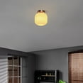 thumbnail image 2 of 1-Light Matte Brass Flush Mount Ceiling Light with Frosted Ribbed Glass Shade, 2 of 9