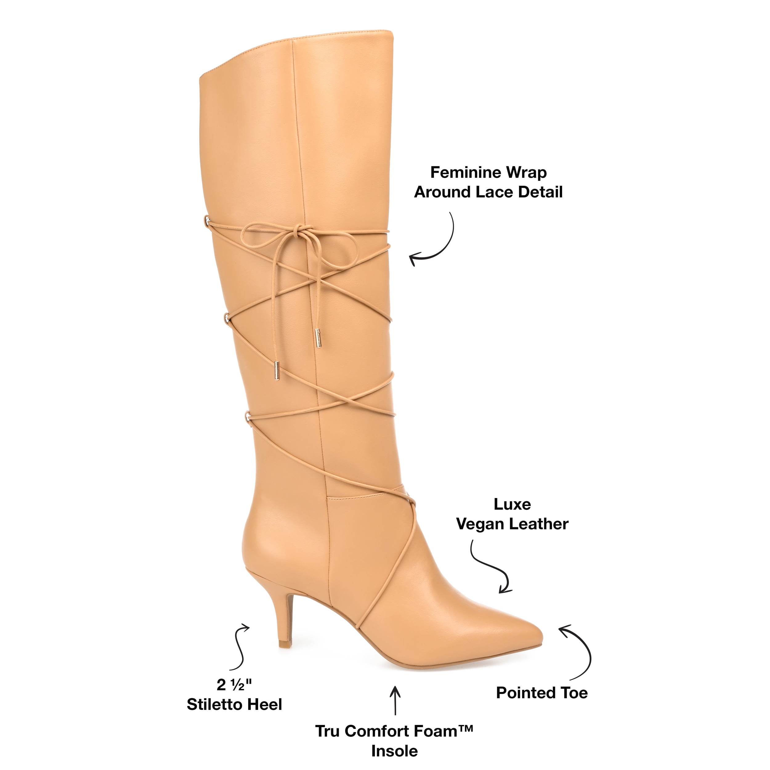 Journee Womens Kaavia Comfort System Wide Calf Pointed Toe Knee High Boots