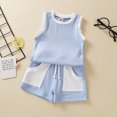 thumbnail image 4 of Vedolay Baby Girl Shorts Sets Girls Summer Clothes Set Short Tops + Casual Shorts Set 2Pcs Cute Summer Short Outfits,Blue 18-24 Months, 4 of 4