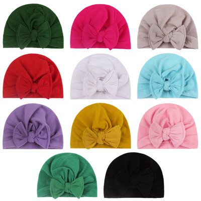 Autumn Winter Baby Girl Hat Big Bow Soft Cotton Wool Knitted Baby Beanie Hat Kids Newbworn Bonnet Cap Beanies For GirlsPinkOne Size He Qiyong unisex