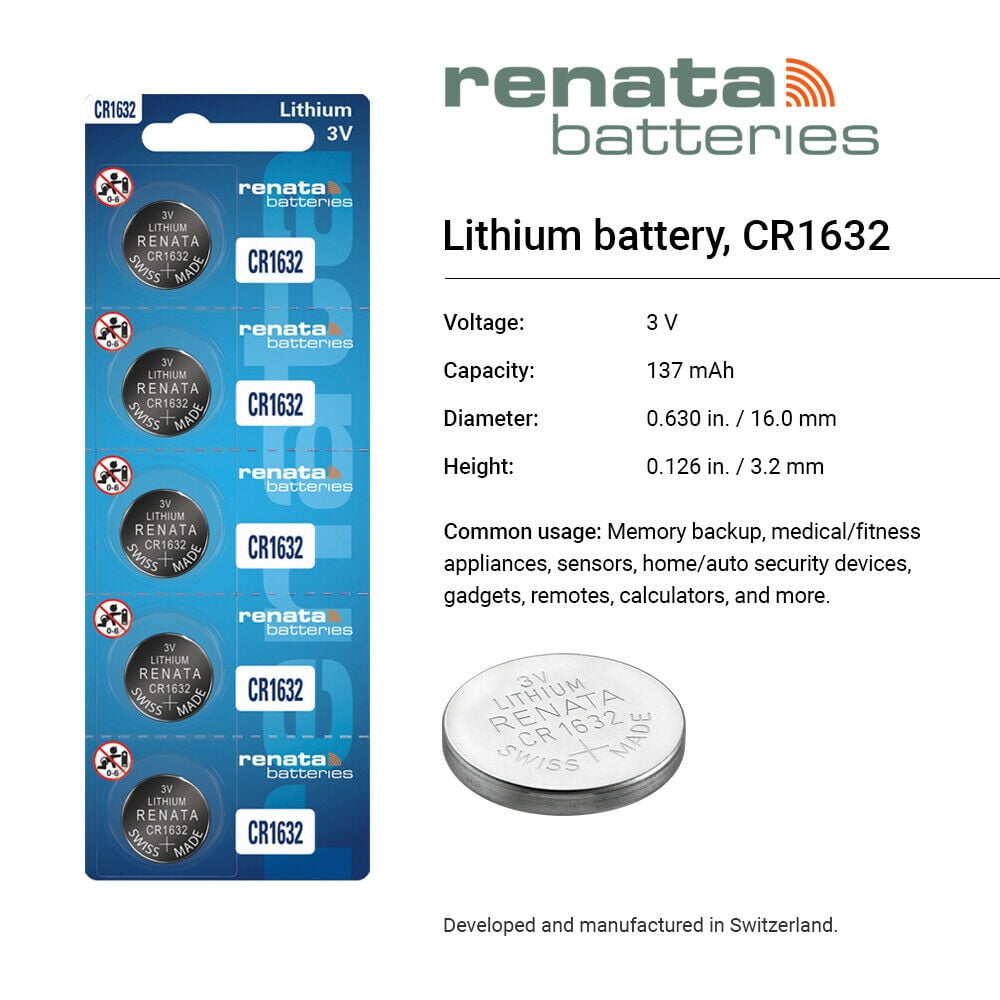 Pile Bouton CR1632 Standard - RENATA - Lithium - 3V
