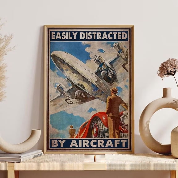 Airplane Flying Pilot Men Vintage Art Poster, One Sheet Wall Size 24''x36''-Gategoo