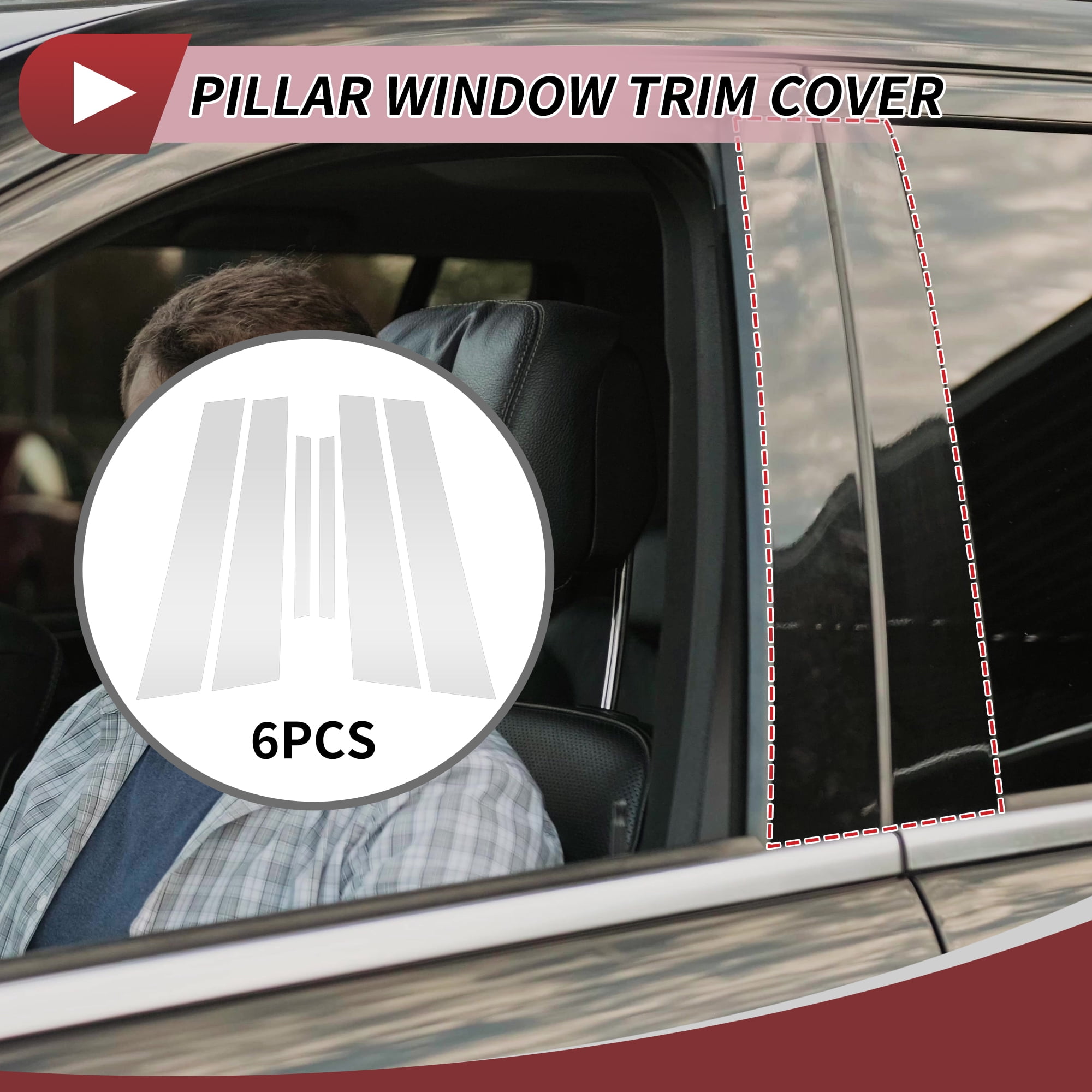 Unique Bargains 6Pcs Door Pillar Window Trim For Nissan Maxima 2009-2015 Silver