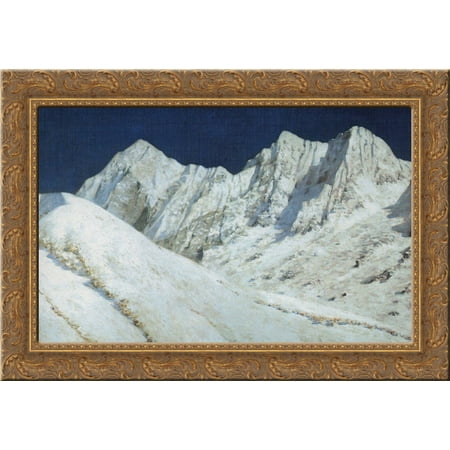 In India. Himalayas snow 24x18 Gold Ornate Wood Framed Canvas Art by Vasily (Best Wood In India)