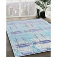 thumbnail image 2 of Ahgly Company Indoor Square Mid-Century Modern Coral Blue Oriental Area Rugs, 5' Square, 2 of 6