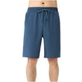 thumbnail image 2 of Mens Shorts Athletic Elastic Waist Drawstring Pocket Solid Color Casual Shorts Navy XXL, 2 of 6