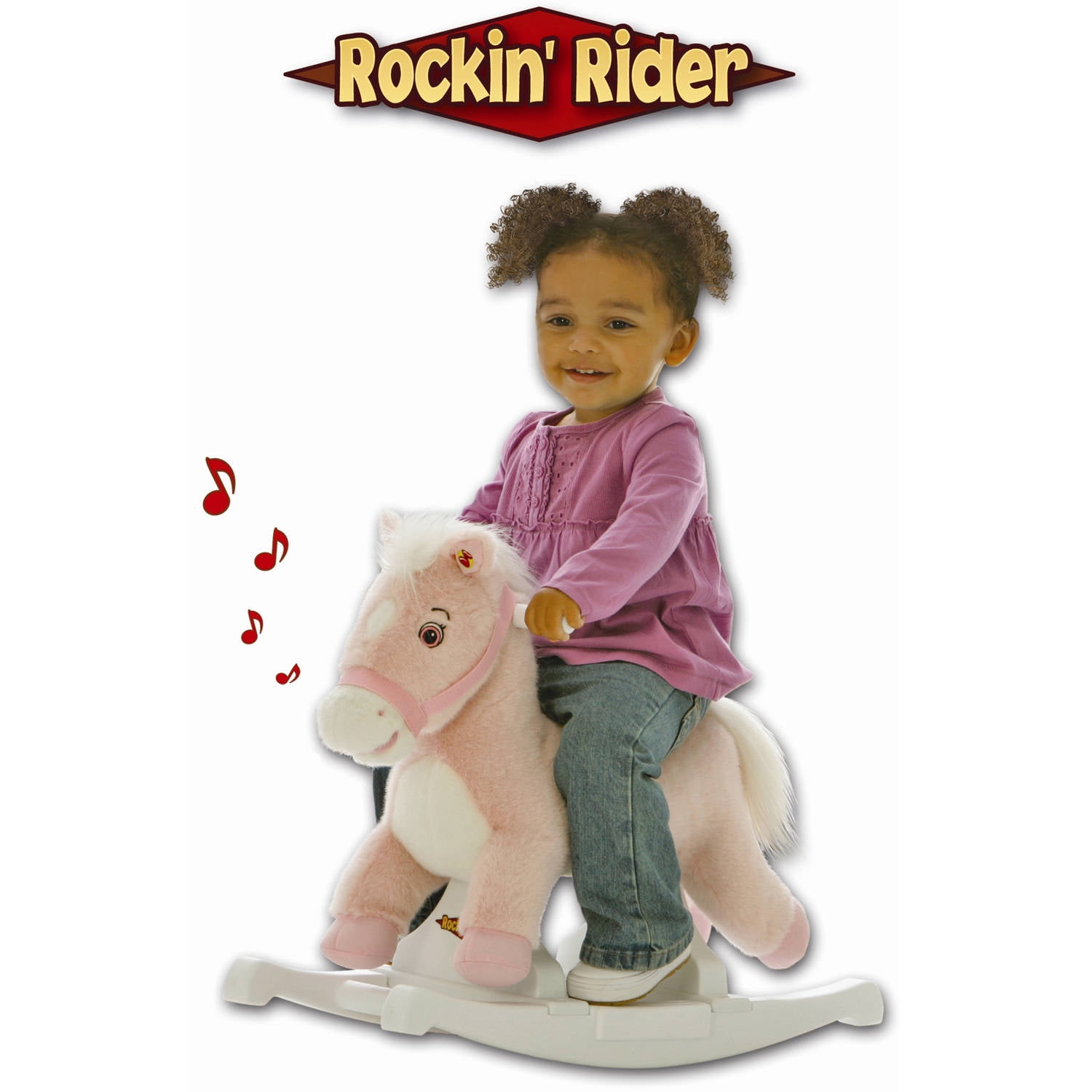 Rockin' Rider Pony Rocker Animated Plush Rocking Horse Pink Kids Riding