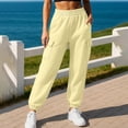 thumbnail image 2 of Lyanj Womens Sweatpants Fall Baggy Cinch Bottoms Sweat Pant Lightweight Solid Color Joggers Cargo Pants for Outdoor, 2 of 7