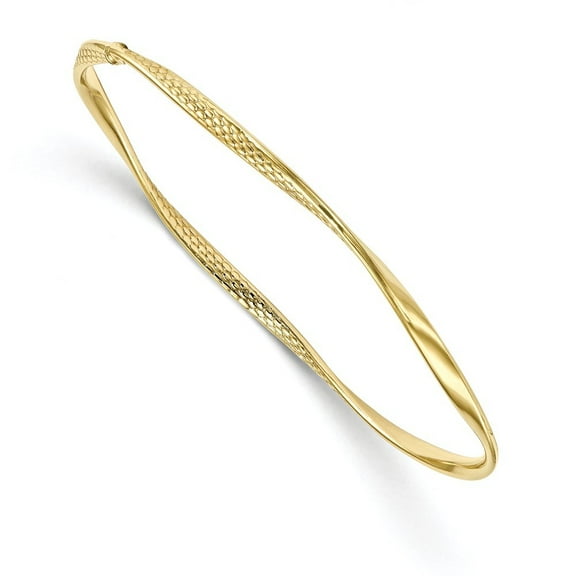 3mm 10k Yellow Gold Polished Textured Twisted Bangle Bracelet