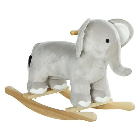Rocking Horse, Kids Rocking Animal, Rocker with Realistic Sounds, Plush Ride on Toy for Years 2-4, Gray