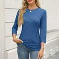 thumbnail image 6 of UAMVSH Women 3/4 Sleeve Shirts for Women Trendy Crew Neck Dressy Tunic Tops Casual Solid Color Business Work Tee Blouses(XX-Large,Blue), 6 of 6