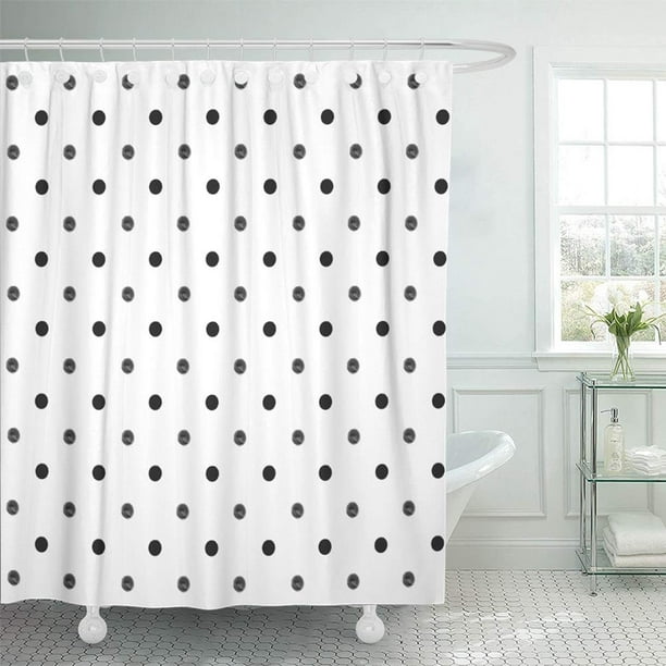 Pknmt White Simple Polka Dot Pattern, Girly Black Shower Curtain