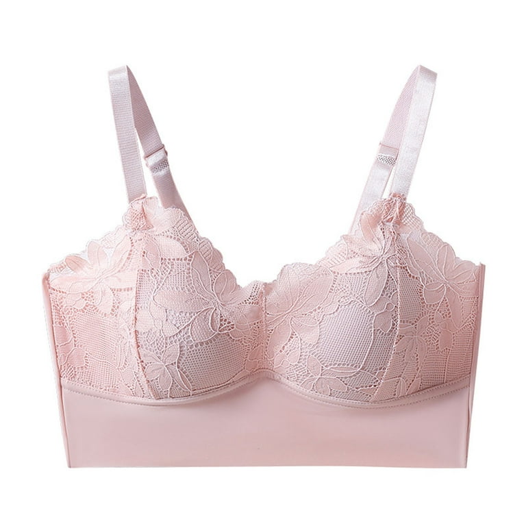 Bra with pink lace and beige tulle Loris