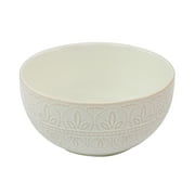 Elama White Lace 16 Piece Round Scallop Stoneware Dinnerware Set in White